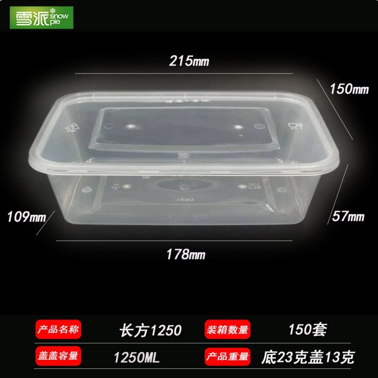 Injection molded rectangular plastic lunch box