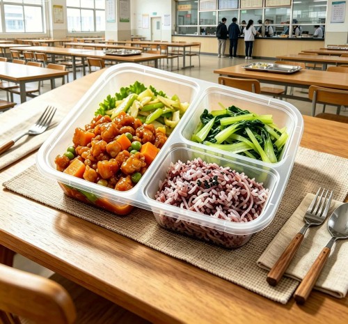 PP three-grid square food box